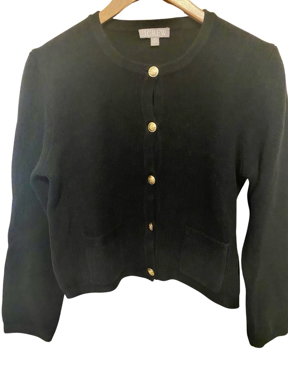 J. Crew Emilie Sweater Lady Jacket in Black Cotton Knit Size M - Picture 3 of 4